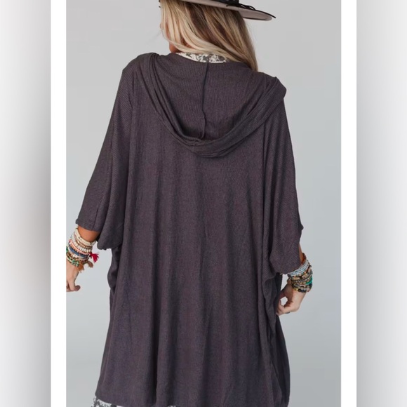 Three Bird Nest Boho Essential Hoodie Ribbed Sweater - Picture 3 of 8